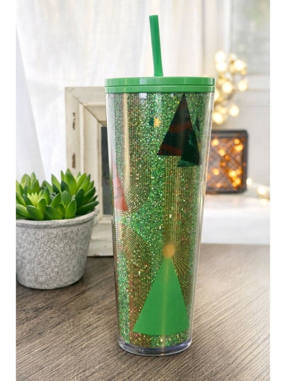 Starbucks 2020 Glitter Christmas Tree Green Cold Cup | Exclusive Holiday Tumbler